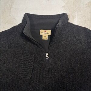 Woolrich Sweater 100% Wool Quarter Zip Mens XL Onyx Heather Pullover